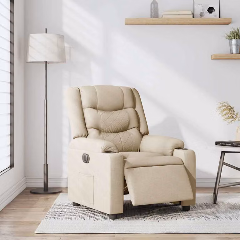 vidaXL Poltrona Elettrica Reclinabile Crema in Tessuto