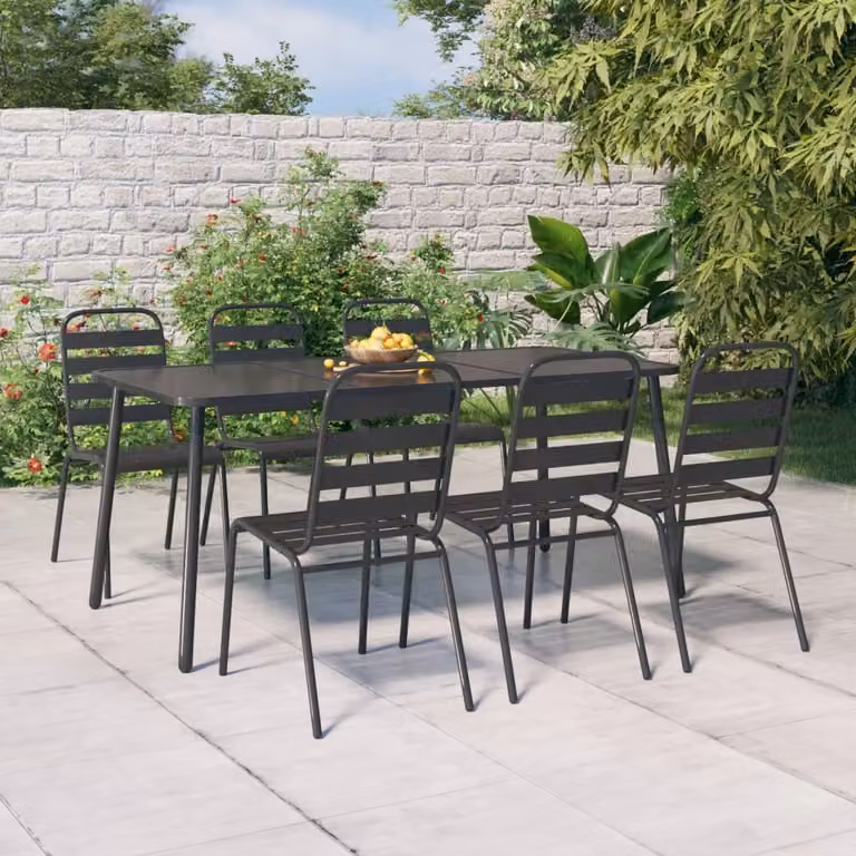 Maison Exclusive - Set da pranzo da giardino da 7 pezzi in acciaio antracite