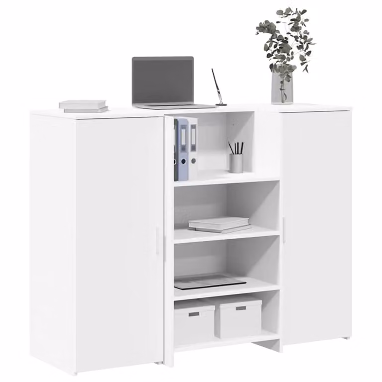 vidaXL Banco Reception Bianco in Legno Multistrato e MDF, L 135 cm x P 50 cm x H 103,5 cm