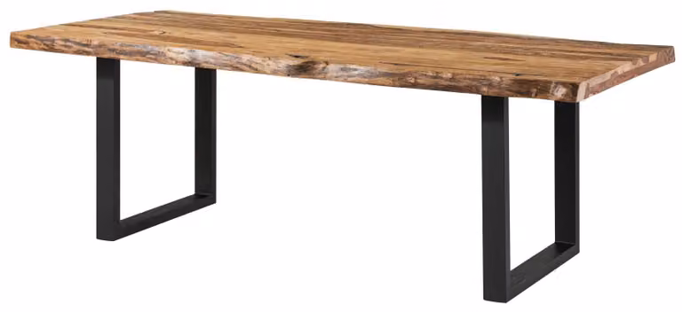MASSIVMOEBEL24 | FREEFORM 5 tavolo da pranzo in legno di sheesham - sabbiato natur / gambe in ferro U antracite matt 240x100