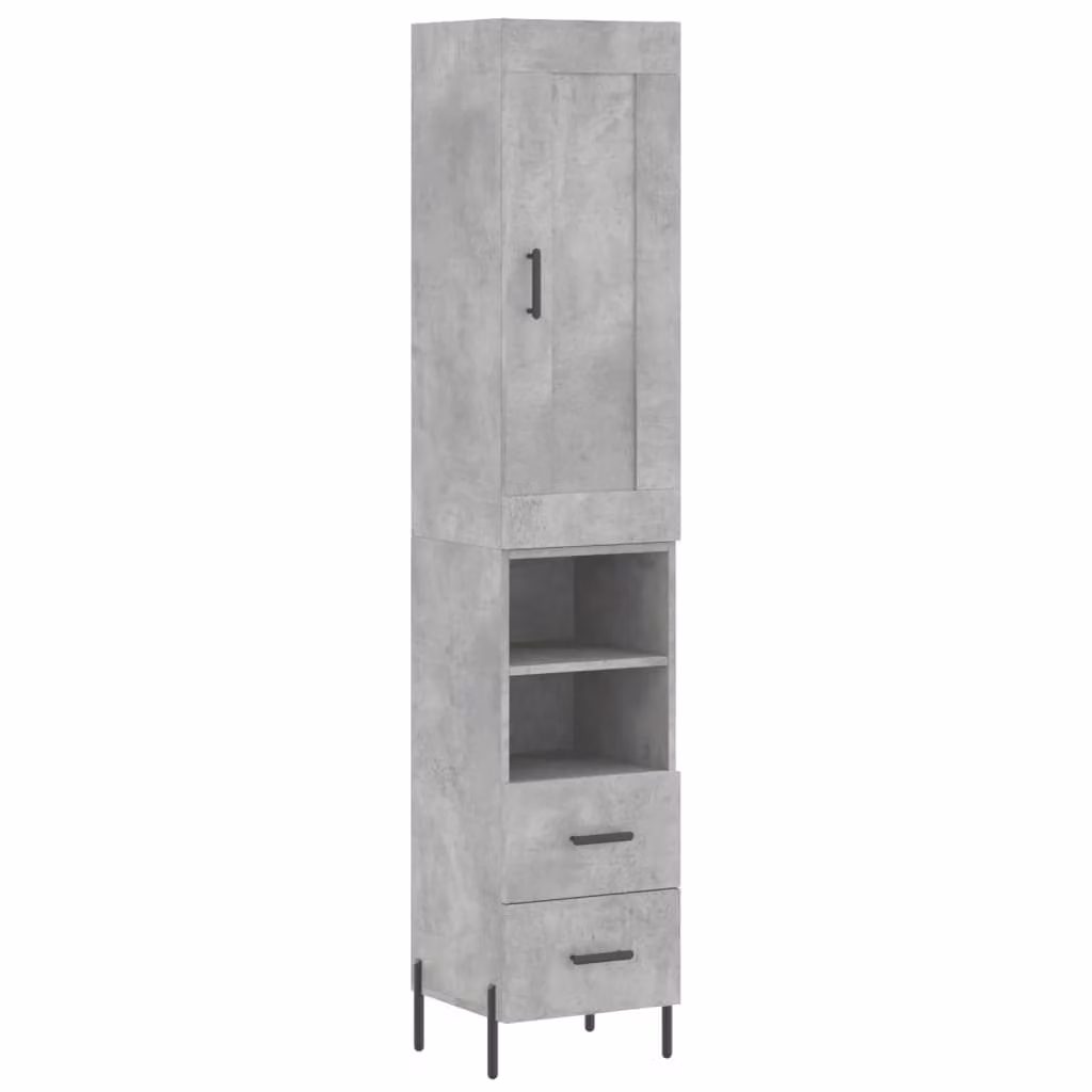 Credenza Grigio Cemento 34,5x34x180 cm in Legno Multistrato