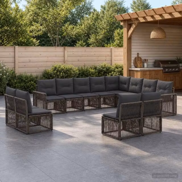 Set Divano da Giardino 12 pz Grigio e Grigio Scuro polyrattan 3435281