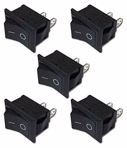 Confezione da 5 interruttori a pulsante da incasso, 2 poli, AC 250V/125V, 10A/6A, colore nero