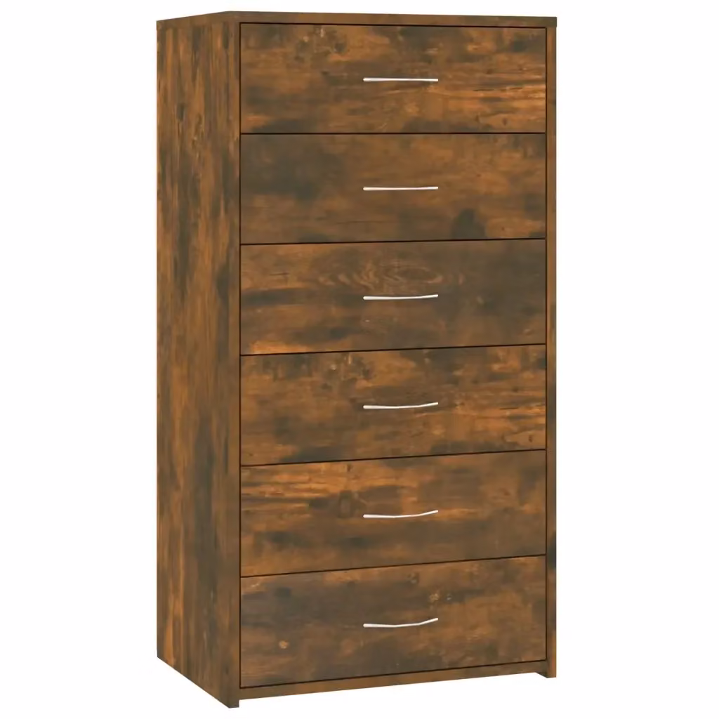 Credenza vidaXL con 6 Cassetti in Legno Rovere Fumo Marrone L/P/H: 50 x 34 x 96 cm – 2