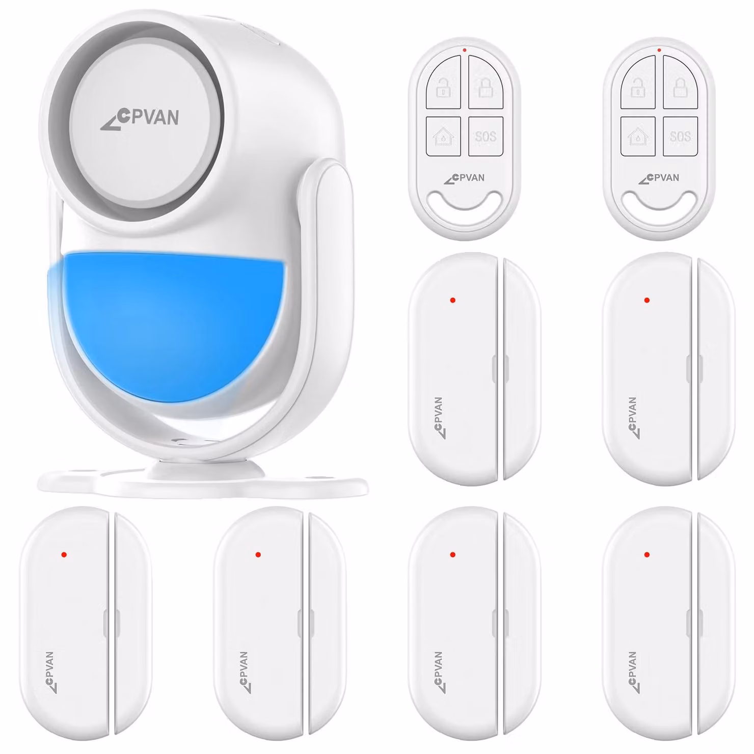 Sistema di allarme intelligente, allarme da 120 dB, sensori di movimento e porta, kit D bianco