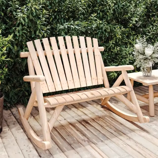 Panca Dondolo da Giardino a 2 Posti vidaXL in Legno di Abete Rosso Beige L: 123 cm, P: 96 cm, H: 102 cm – 1