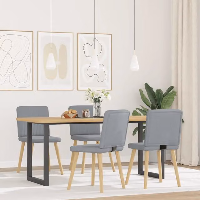 Sedie da Pranzo 4 pz Grigio Chiaro in Tessuto 3315297