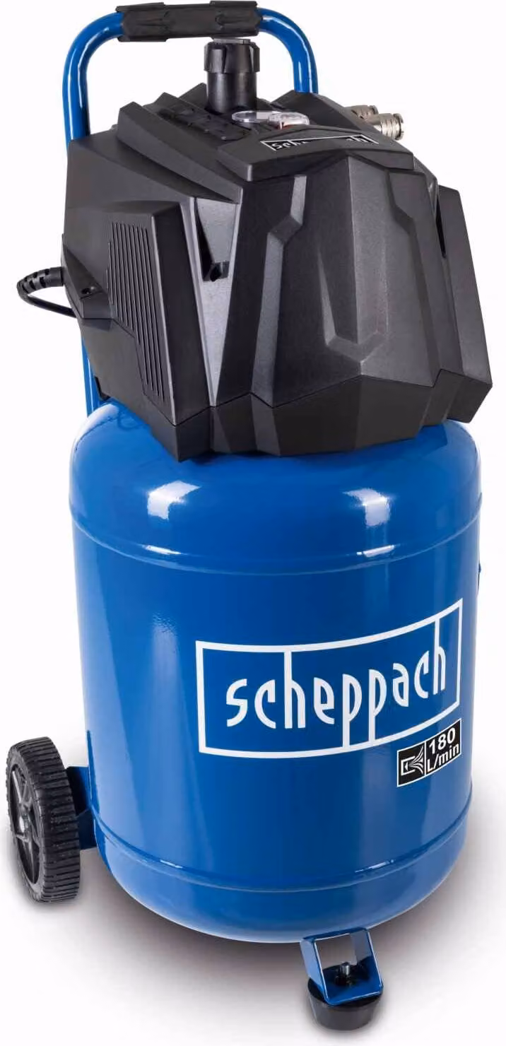 Compressore ad aria compressa Scheppach verticale HC35V | Pressione 10 bar | Serbatoio 30 l | 230 V 1500 W | Portata di aspirazione 180 l/min | Senza olio e a bassa manutenzione | Riduttore di pressione