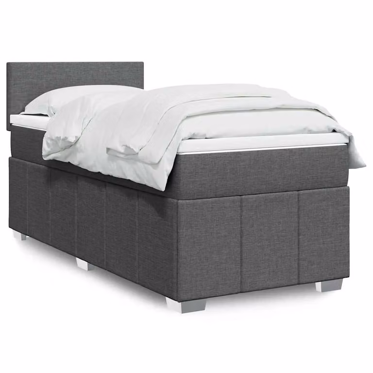 vidaXL Giroletto a Molle con Materasso Ibrido in Tessuto Grigio e Bianco L/P/H: 80 x 200 cm