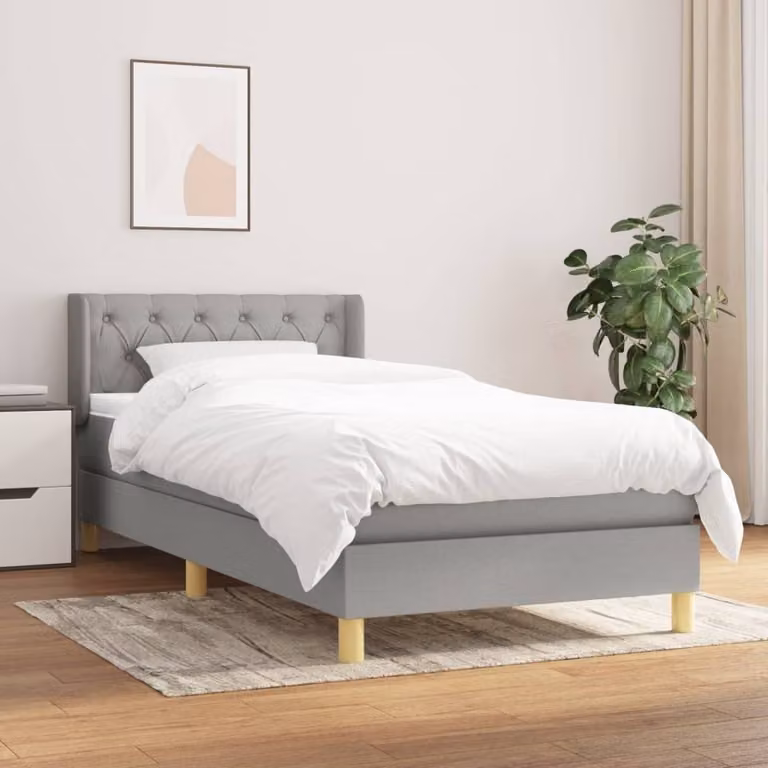 Maison Exclusive - Giroletto a Molle con Materasso Grigio Chiaro 80x200 cm Tessuto