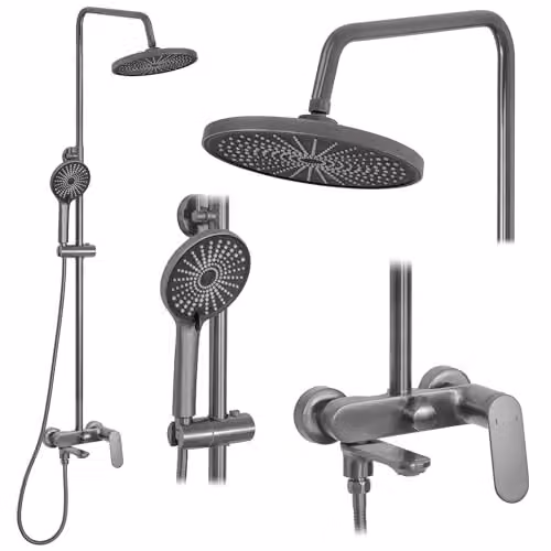 Rea - Marco Set Doccia Titanio, Sistema Doccia In Ottone Per Bagno 47 X 19 X 117 cm