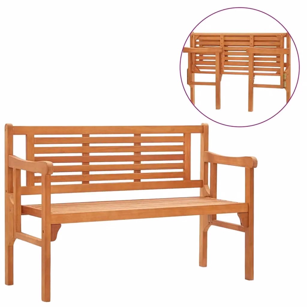 Panchina pieghevole da giardino in legno di eucalipto marrone L 120 x P 53 x H 81 cm – 2