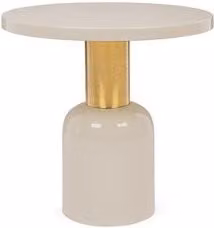 Tavolino rotondo moderno Bizzotto in MDF laminato lucido beige