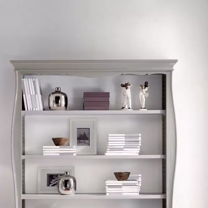 Libreria classica in legno con 3 cassetti Mobili 2G grigio e bianco L: 151 cm, P: 40 cm, H: 204 cm