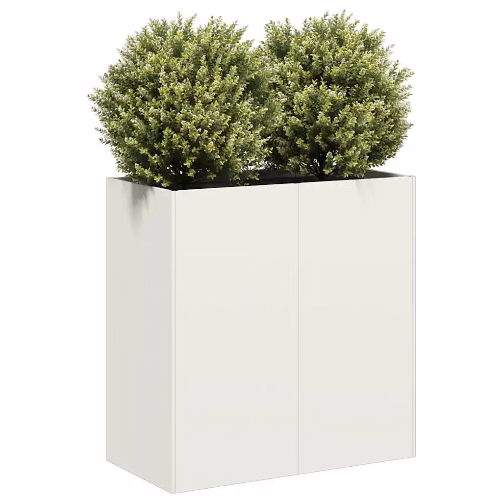 Fioriera bianca vidaXL in acciaio laminato a freddo L: 80 cm, P: 40 cm, H: 80 cm