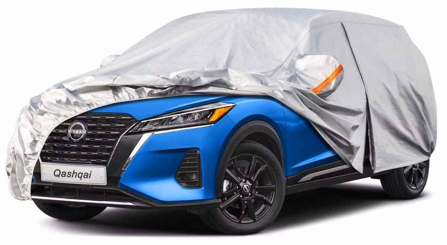 Copertura per auto impermeabile e traspirante, adatta per Nissan Qashqai (2017-2025), colore argento, con 6 strati per la protezione completa dalla polvere e dagli agenti atmosferici