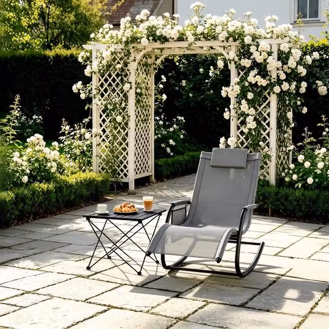 Sedia a dondolo da esterno REDOM in metallo e poliestere grigio L: 150 cm, P: 83 cm, H: 62 cm