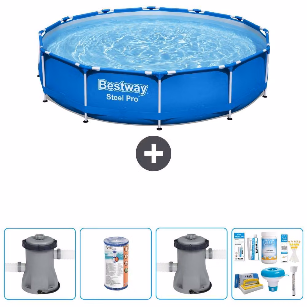 Bestway Steel Pro, piscina in acciaio, rotonda - 366x76 cm - composta da 5 parti, modello S22750