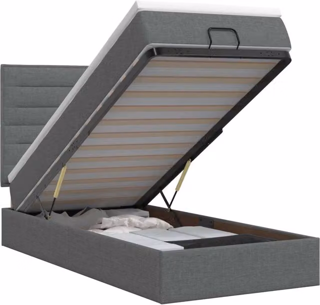 Letto ottomano con materasso Grigio Scuro 90 x 200 cm Tessuto 3457377