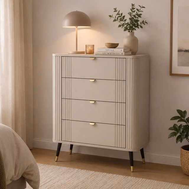 Lanoha, Cassettiera 4 Cassetti, 78x40x98h cm Beige Cashmere