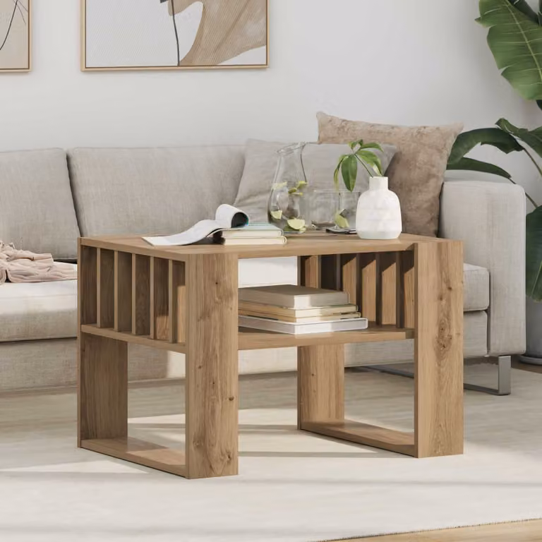 vidaXL Tavolino da salotto moderno in legno color rovere marrone, L 66 cm x P 49,5 cm x H 45 cm