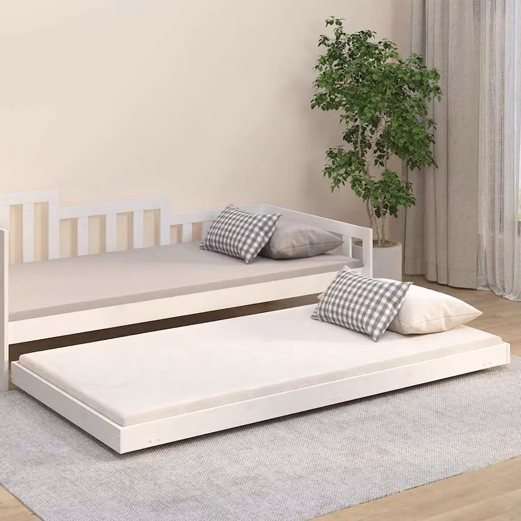 vidaXL Giroletto in legno massello di pino bianco con doghe fisse L/P: 200 x 90 cm