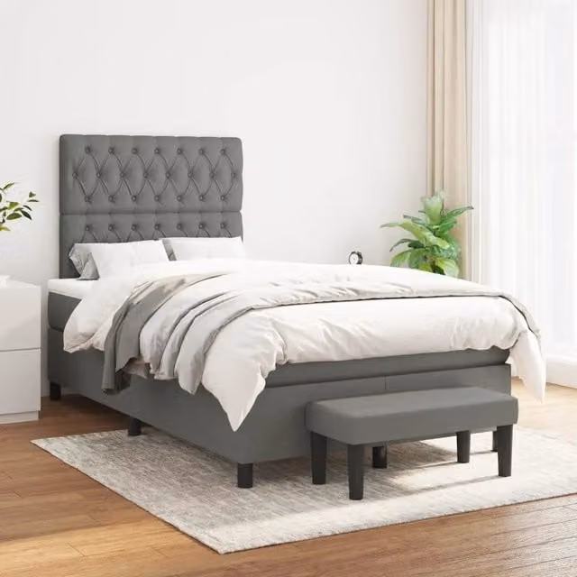 Letto Ibrido con Materasso e Struttura Imbottita vidaXL Grigio e Bianco L/P/H: 200 x 120 x 31 cm – 1