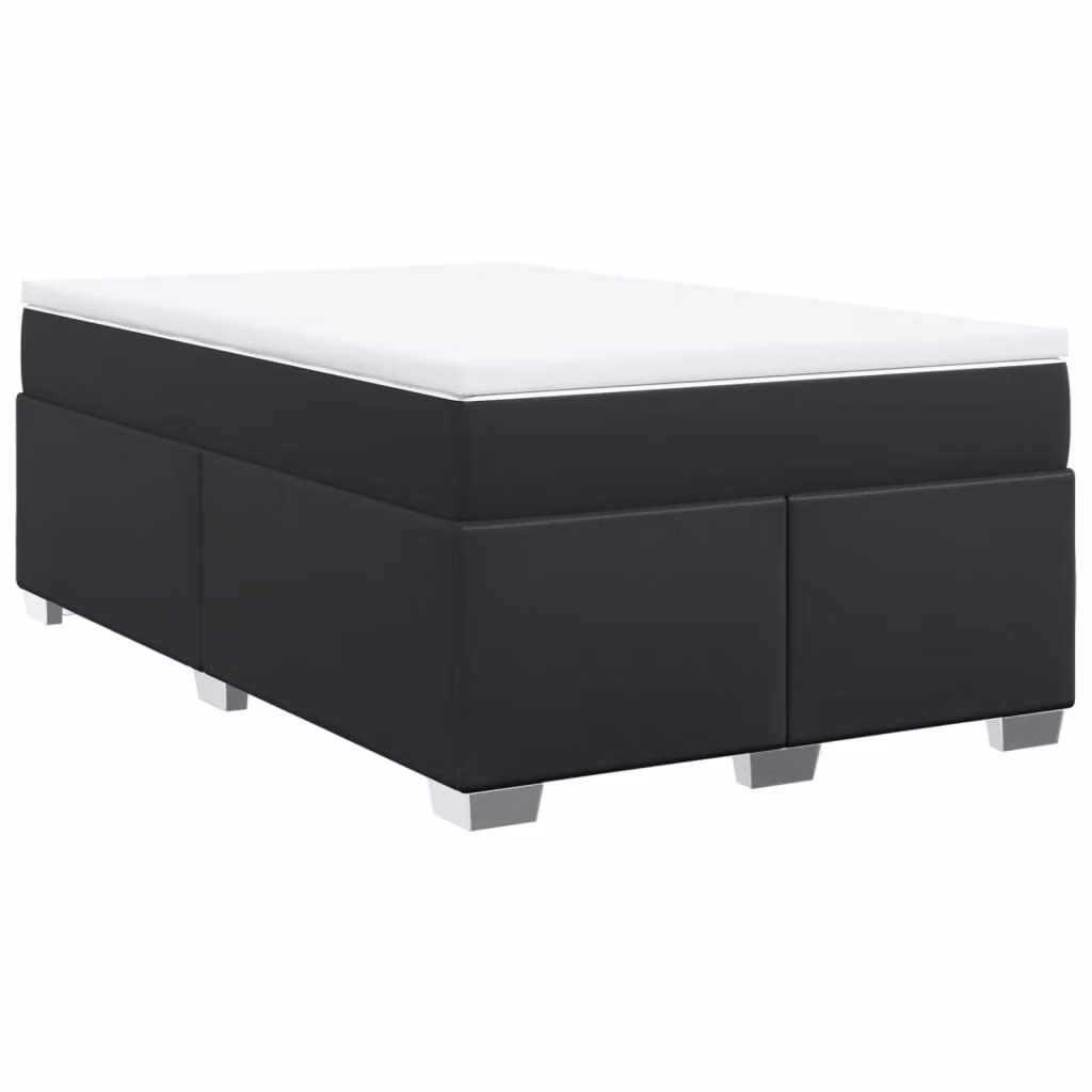 Giroletto a Molle con Materasso Nero 120x190 cm in Pelle finta
