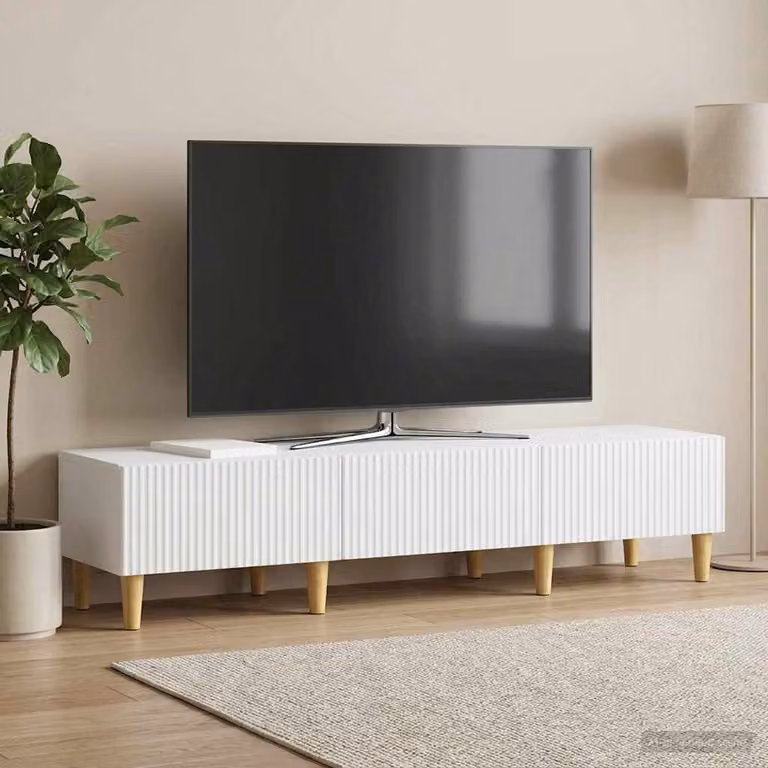 Mobile TV vidaXL Bianco in Legno MDF Moderno L: 147 cm, P: 34,5 cm, H: 30 cm