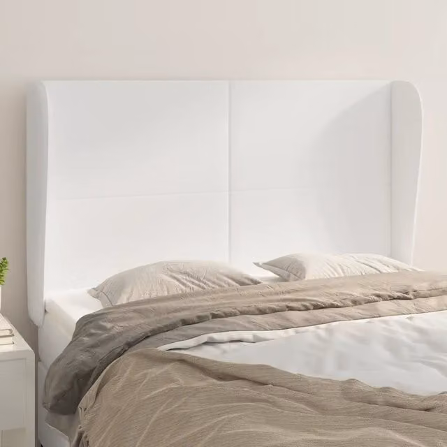 Testiera con Orecchie Design Mania in Similpelle Bianca L: 147 cm, P: 23 cm, H: 118/128 cm