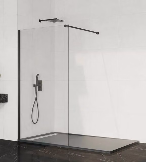 Parete doccia fissa Screen 8 mm 90 cm (86,5-88,0 cm) nero, vetro trasparente