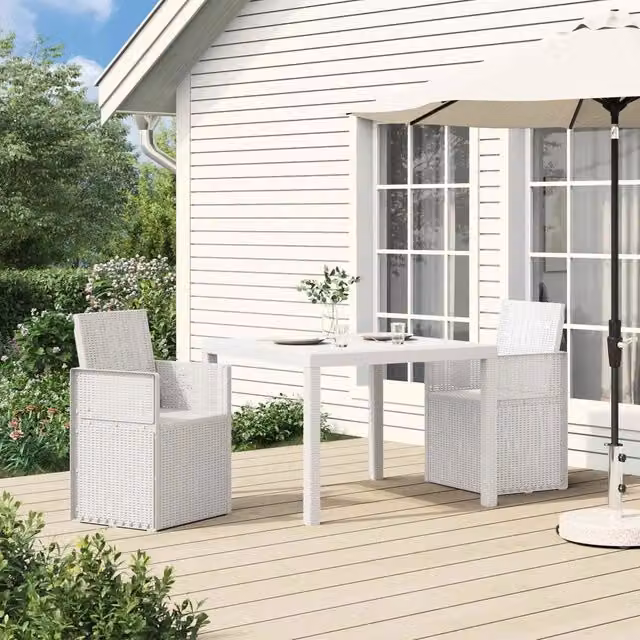 Set di 2 sedie da giardino e terrazzo vidaXL bianche in plastica resistente ai raggi UV e alle intemperie