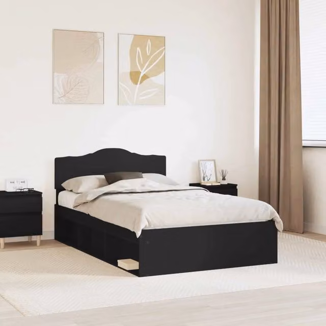 Struttura del letto Nero 135 x 190 cm Pino massello 3412908