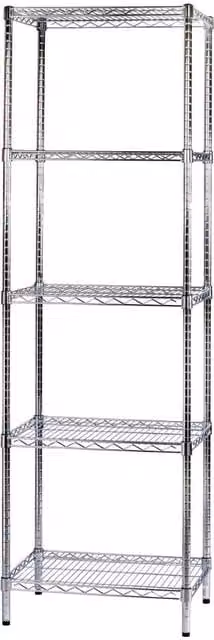 Scaffale metallico Archimede Serena Group con 5 ripiani regolabili, disponibile in nero o argento, L: 46 cm, P: 61 cm, H: 200 cm