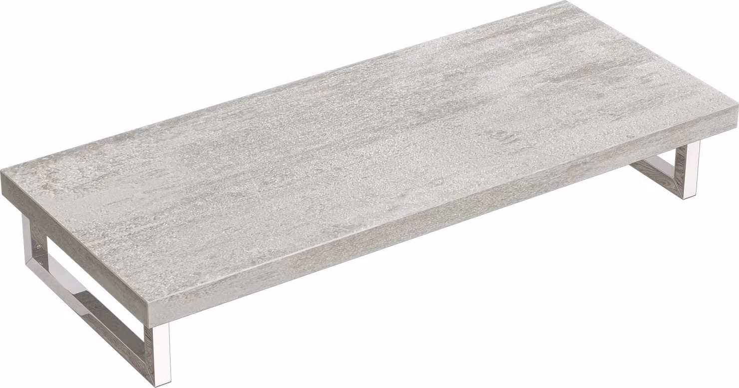 doporro Mensola Sospesa per Lavabo da Appoggio 50x120 cm in Legno Effetto Cemento Chiaro, Consolle da Parete per Bagno con Staffe, Mobile da Bagno Design Industriale Platte02