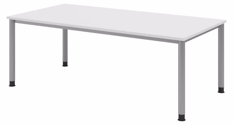 Scrivania bümö Serie H - Finitura: bianco, struttura: argento, dimensioni: 200 x 100 cm