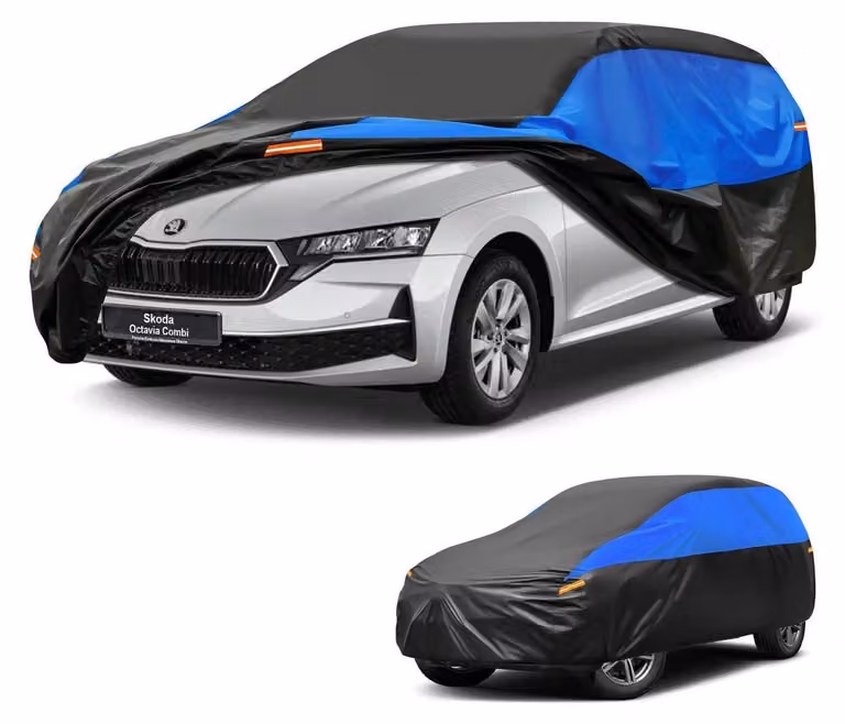 Copertura per auto, tipo station wagon, impermeabile e traspirante, per Skoda Octavia Combi, disponibile nei colori nero e blu
