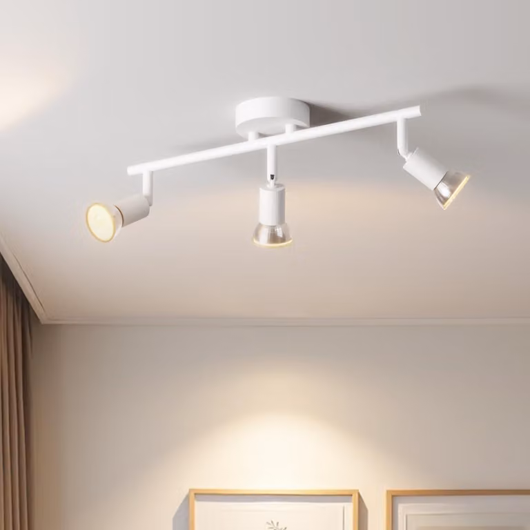 LVWIT Lampada da soffitto a LED, soggiorno, lampada da soffitto a 3 luci, bianca, lampada da soffitto, faretto - Faretto da soffitto orientabile 350° - Lampada orientabile per cucina, faretto, lampada da soffitto, camera da letto (senza lampadine)