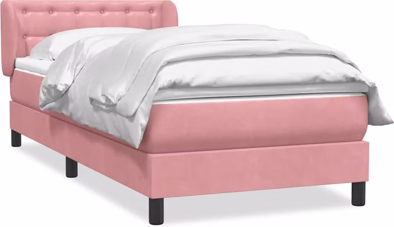 Giroletto a Molle con Materasso Rosa 80x220 cm Velluto
