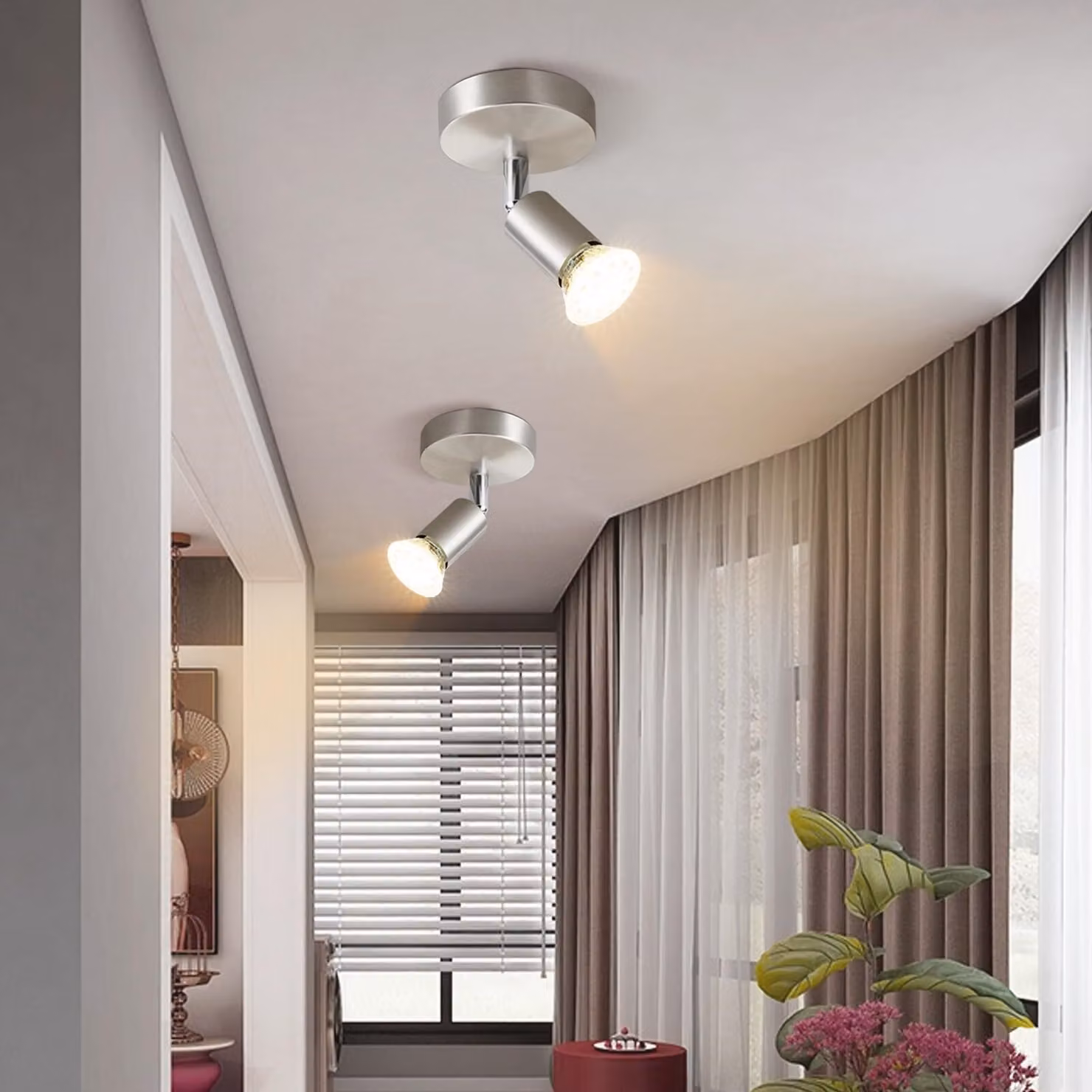 ZMH LED faretto da soffitto 1 fiamma 2ER plafoniera moderna GU10 spot da soffitto orientabile 350°faro da parete girevole acciaio inox soggiorno camera da letto