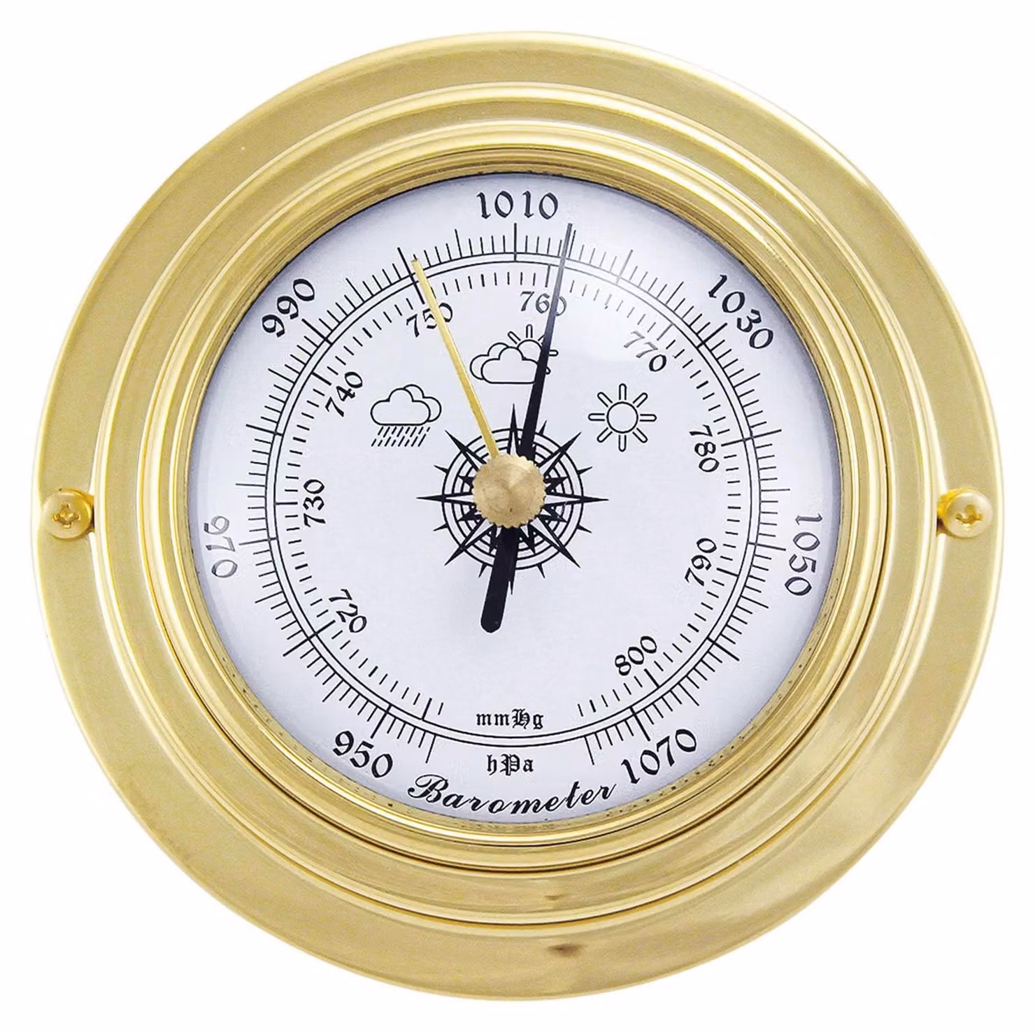 Solidchoice - Barometro in ottone, stile retrò, dimensioni 10 x 6,3 cm