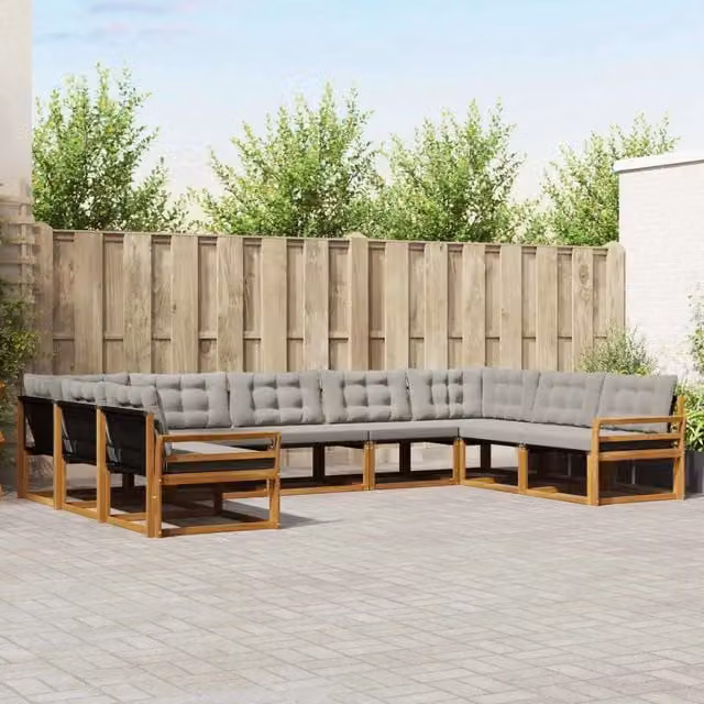 Set di divani da esterno 9 pz Grigio Naturale e Chiaro 3369842
