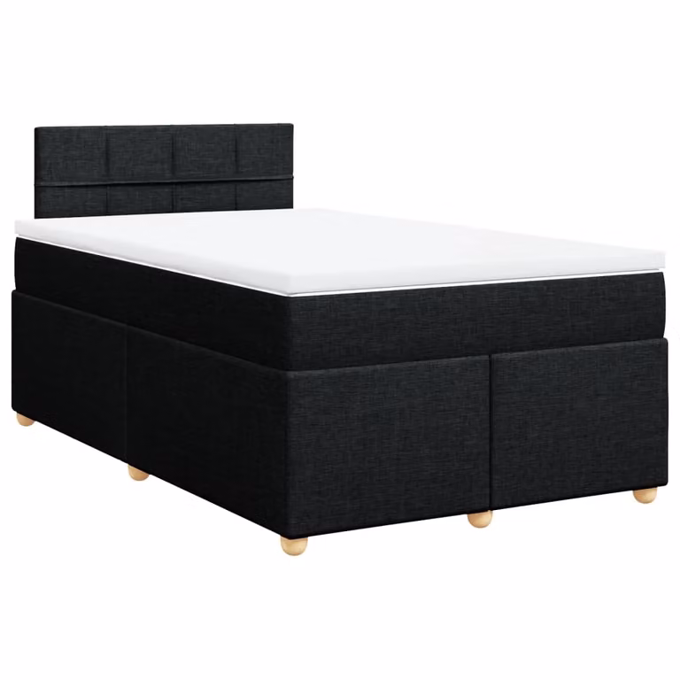 Giroletto a Molle con Materasso Nero 120x190 cm in Tessuto