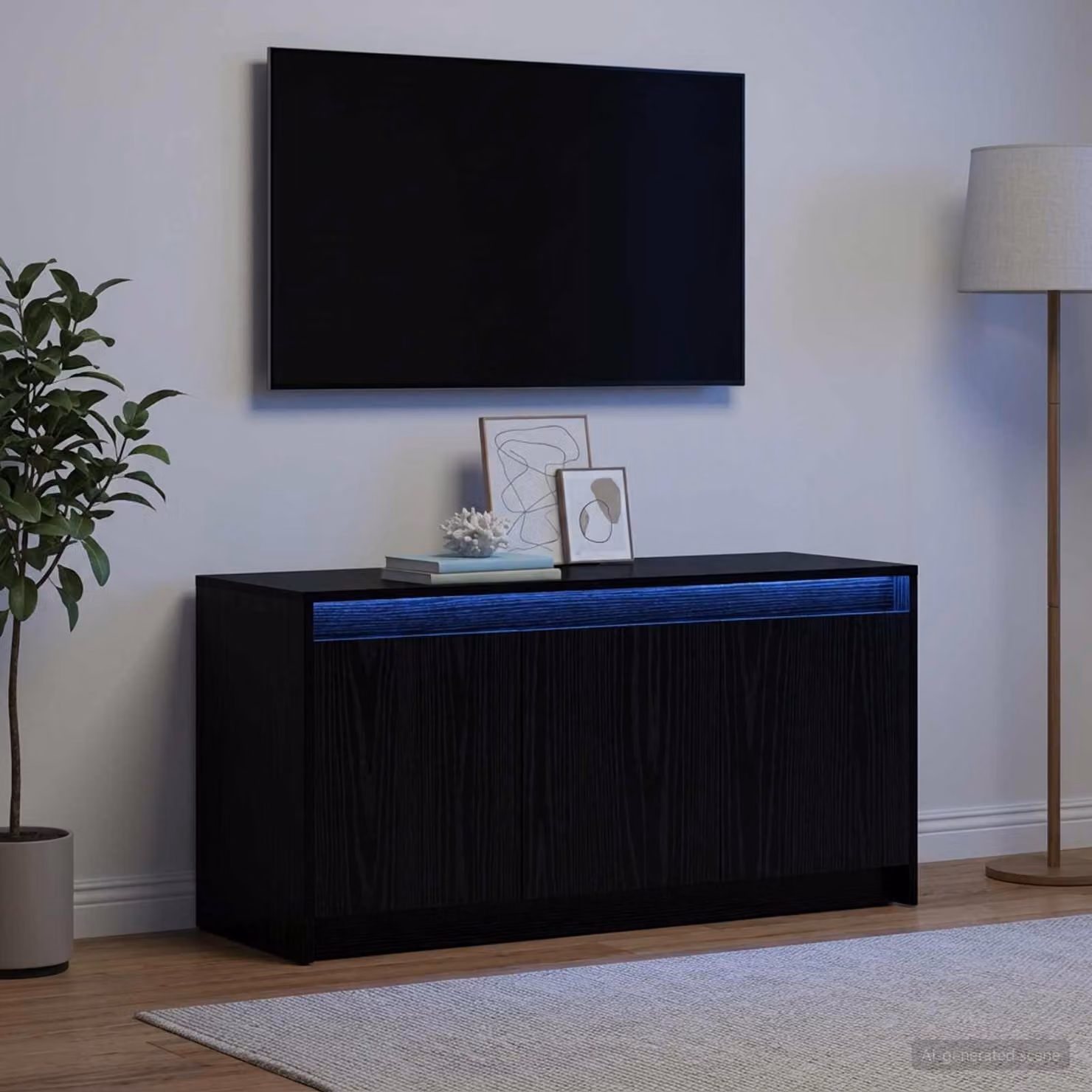Mobile TV vidaXL Modern in Legno Ingegnerizzato MDF Nero L: 100 cm, P: 34 cm, H: 50 cm