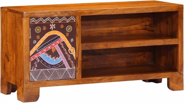 Mobile Porta TV Multicolore in Legno di Acacia Massello vidaXL L 90 x P 30 x H 45 cm