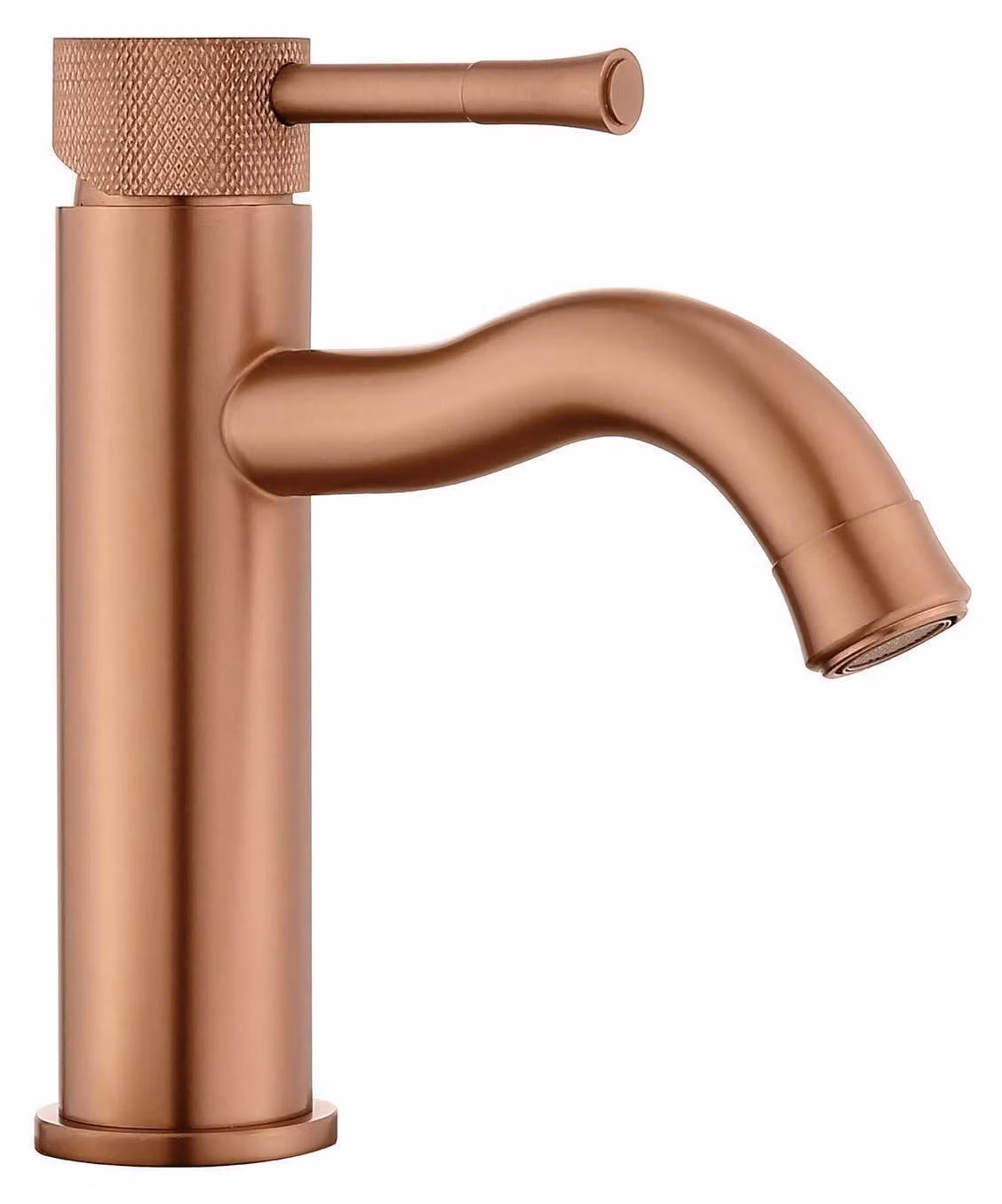 Miscelatore per lavabo in rosa oro, con prolunga e limitatore di flusso, ideale per bagni, stili rustici e camper