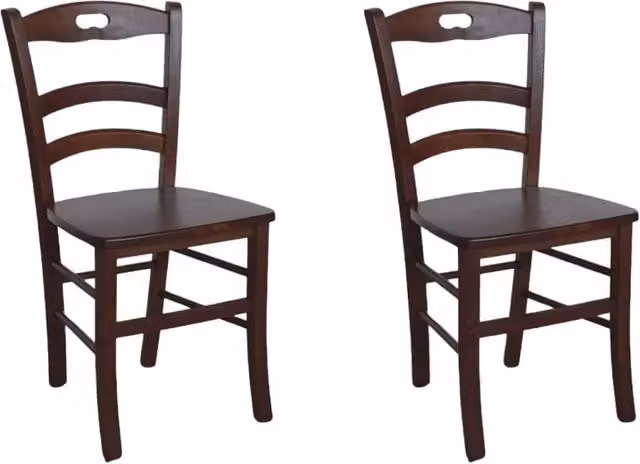 Set di 2 sedie in legno di faggio stile arte povera color noce opaco Mobili 2G – 4