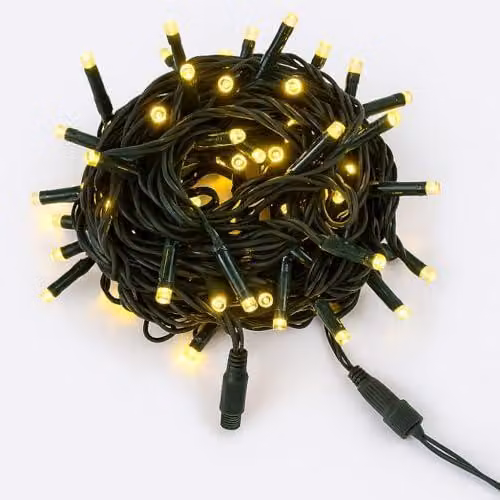 Catena luminosa a LED, 10 metri, 100 LED, colore giallo, grado di protezione IP65, espandibile
