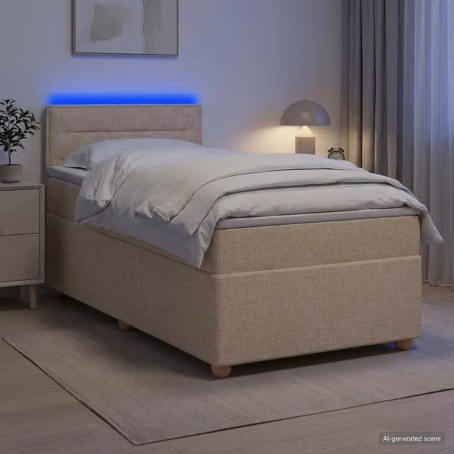 Letto box spring con materasso Crema 80 x 200 cm Tessuto 3452287