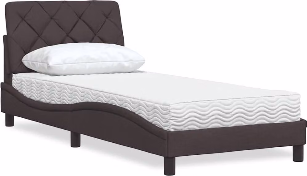 Letto con Materasso Marrone Scuro 80x200 cm in Tessuto